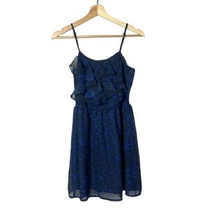 No Boundaries Blue & Black Leopard Ruffle Mini Y2K Dress S